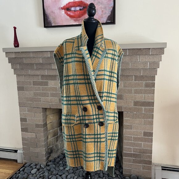 Free People Plaid Sleeveless Peacoat - NWT - Small - Picture 5 of 7